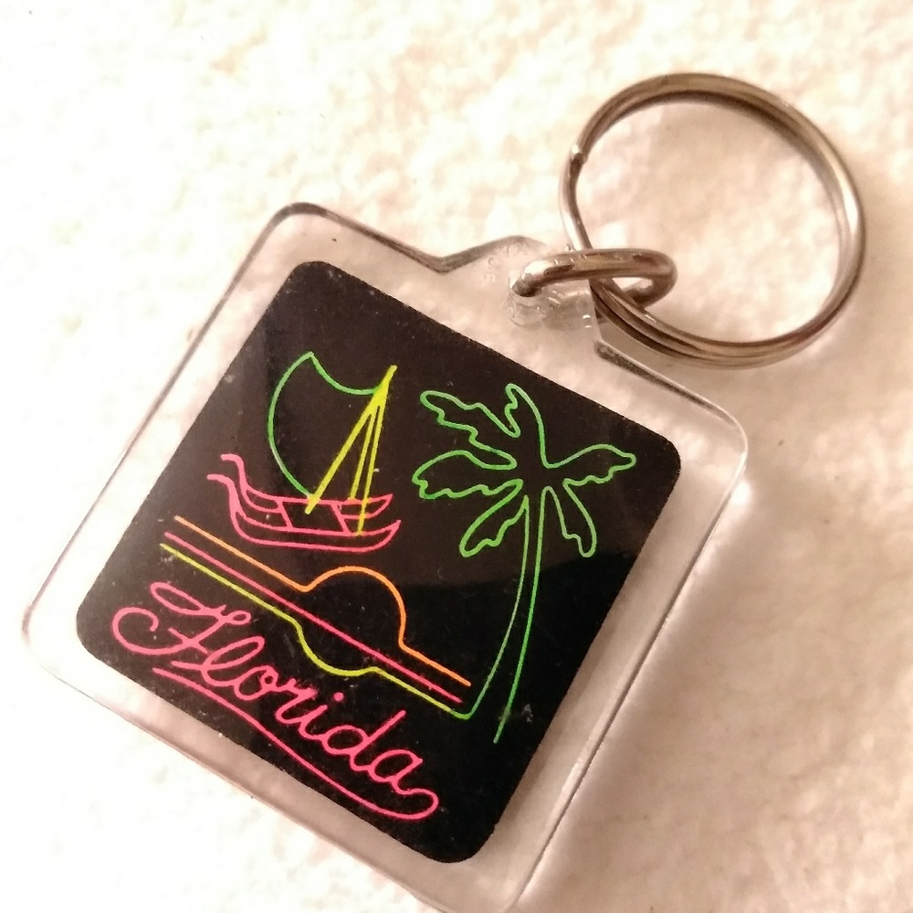 3/$10 Florida neon sign keychain sail boat keyring
